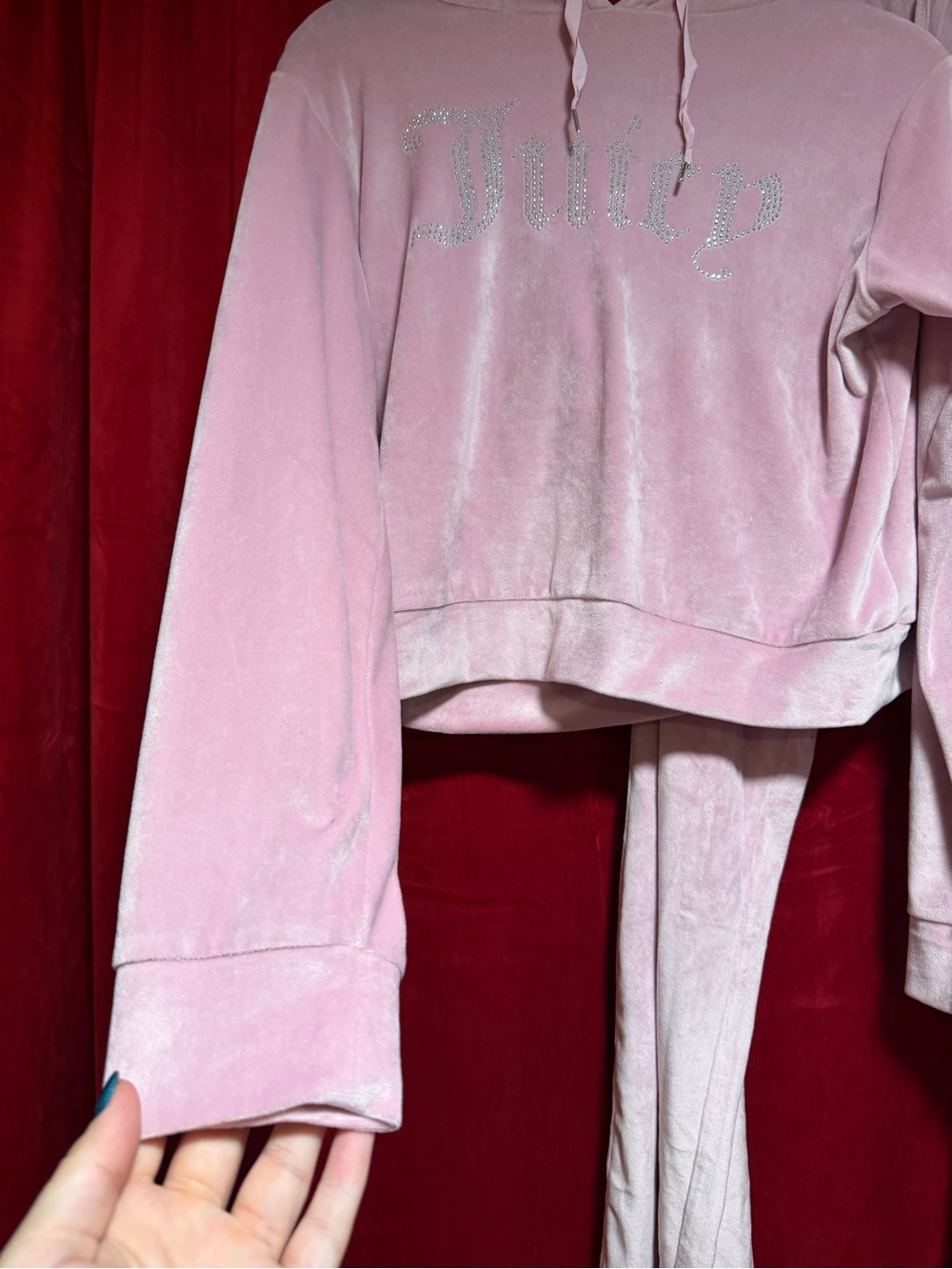 Juicy Couture Pink Velour Rhinestone Logo Hoodie & Pants Set - Picture 4 of 12